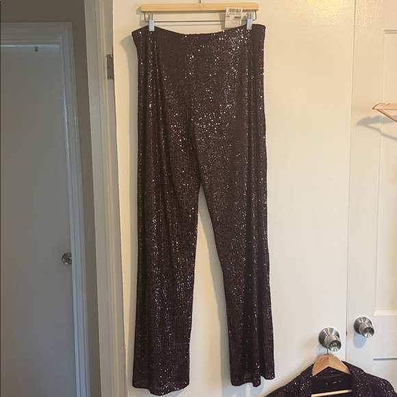 Mango Deep Purple Sequin Blazer and Pants Set - Picture 12 of 16